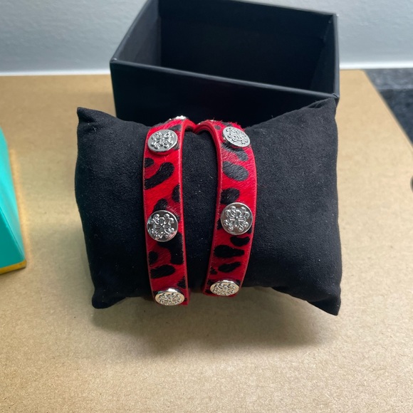 Rustic Cuff Bracelets Meagan Megan Double Wrap Calf Hair Leather Snap - Picture 3 of 8